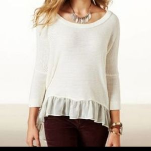 AEO Ruffle hem boxy knit sweater